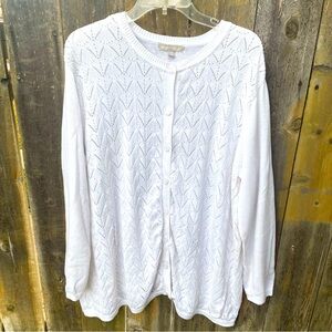 Woman Within White Open Knit Front Cardigan Sz 1X (22-24)
